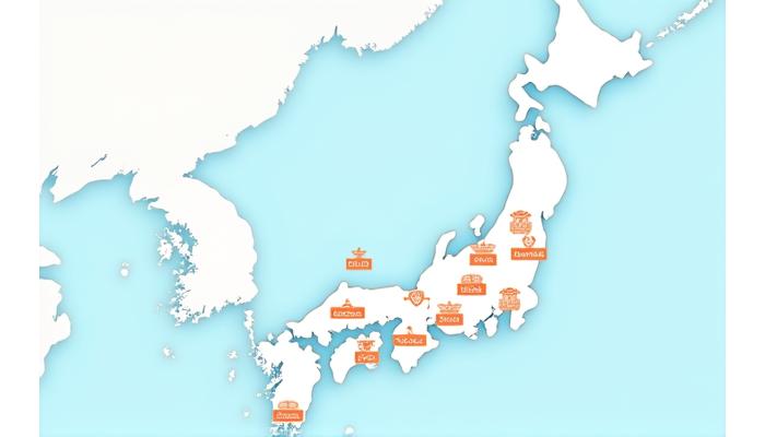 日本地図上に、Ryūjin's Catchが連携する地域が漁業組合を示すアイコンでマークされており、活動範囲の広さを示している。