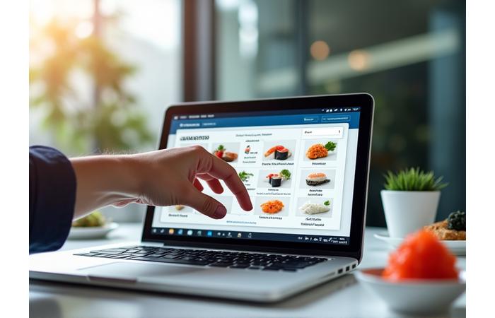 タブレットでオンライン注文システムを使っている様子