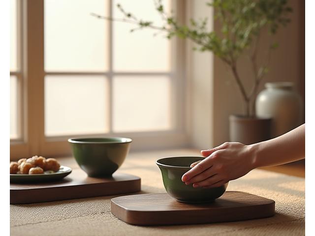 厳かな雰囲気の中で茶会が行われている様子